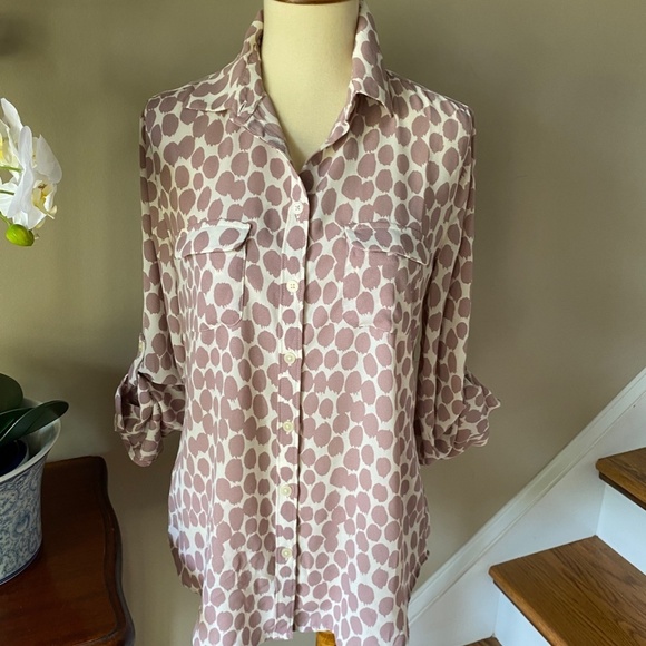 Loft Mauve Giraffe Print Button Down Shirt - Picture 8 of 8